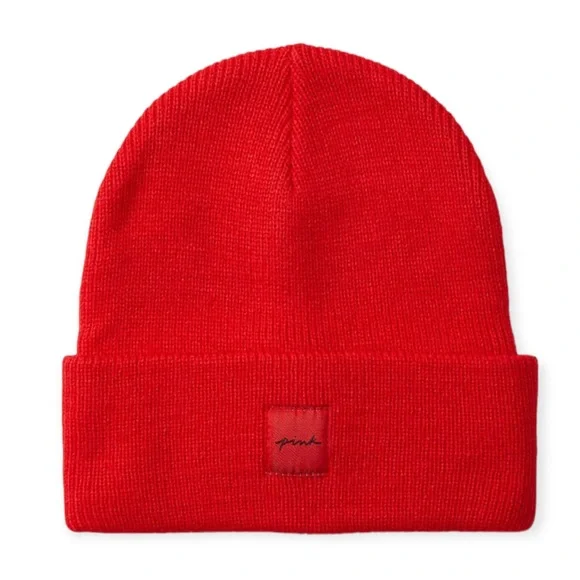 VS PINK RED RIB BEANIE Hat Victoria main image 2
